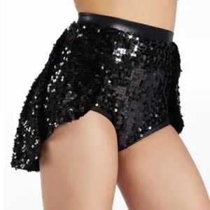 Weissman Balera Performance Ultra Sparkle Back Panel Skirt Black NEW Small Child